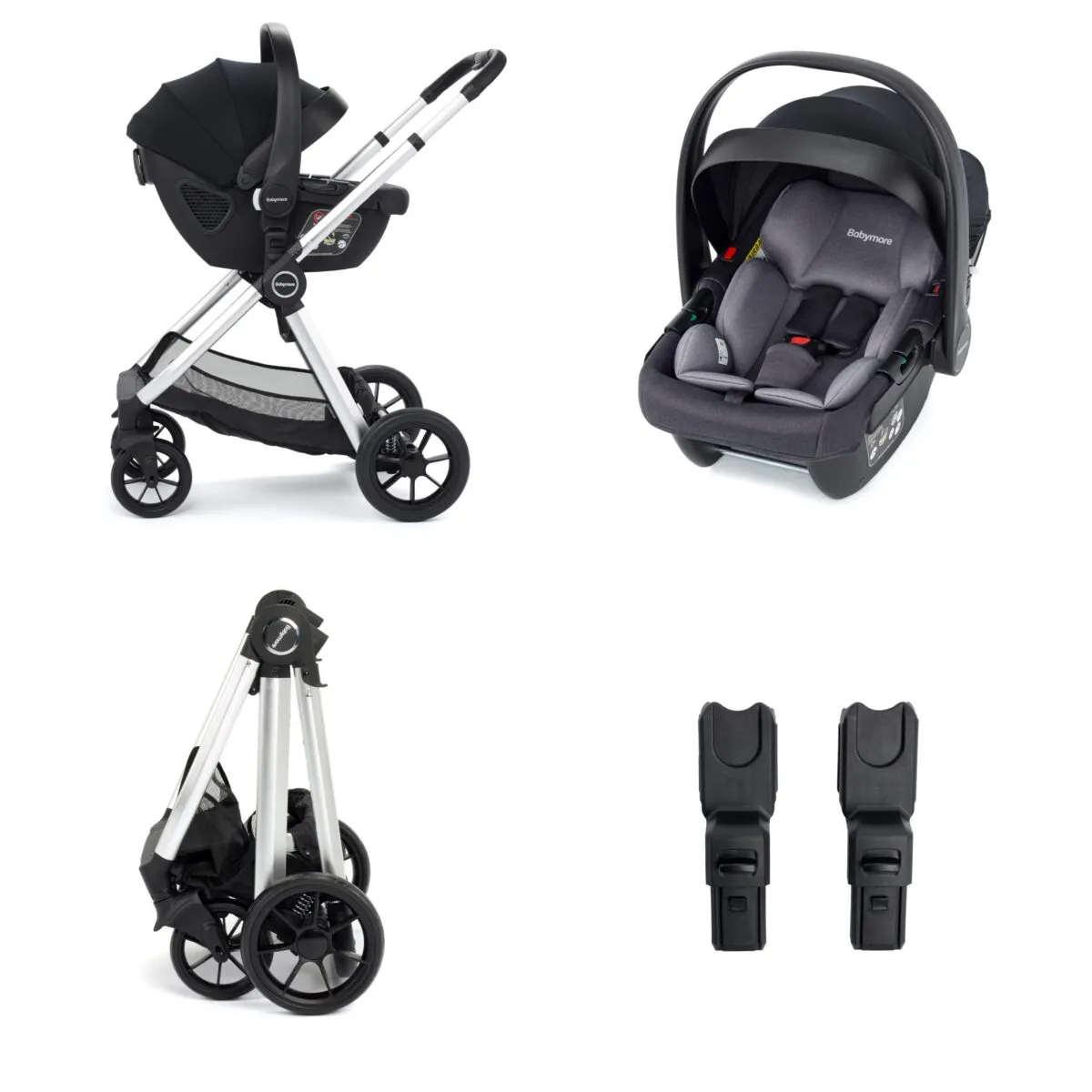Babymore Mimi Travel System + Coco i-Size Car Seat - Silver - Image 2