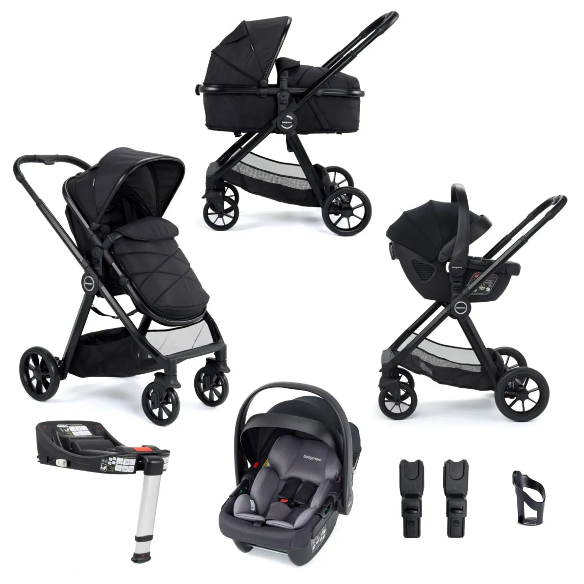 Babymore Mimi Travel System with Coco Car Seat & Base - Black