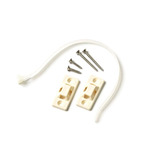 Mommy's Helper Anti-Tip Furniture Safety Strap set including straps, brackets, and screws laid out on a white background.
