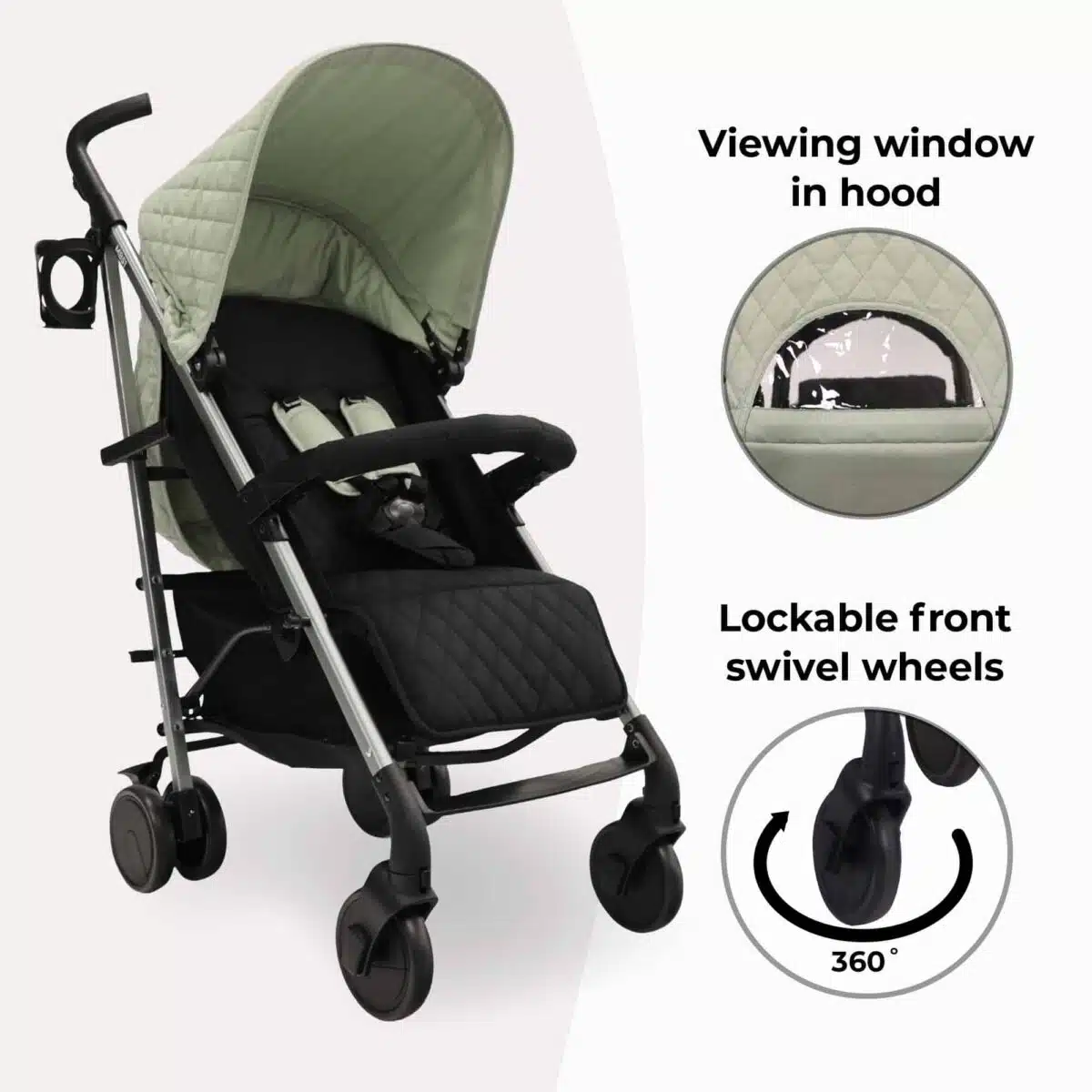 My Babiie MB51 Quilted Lightweight Stroller | Billie Faiers Sage - Image 5