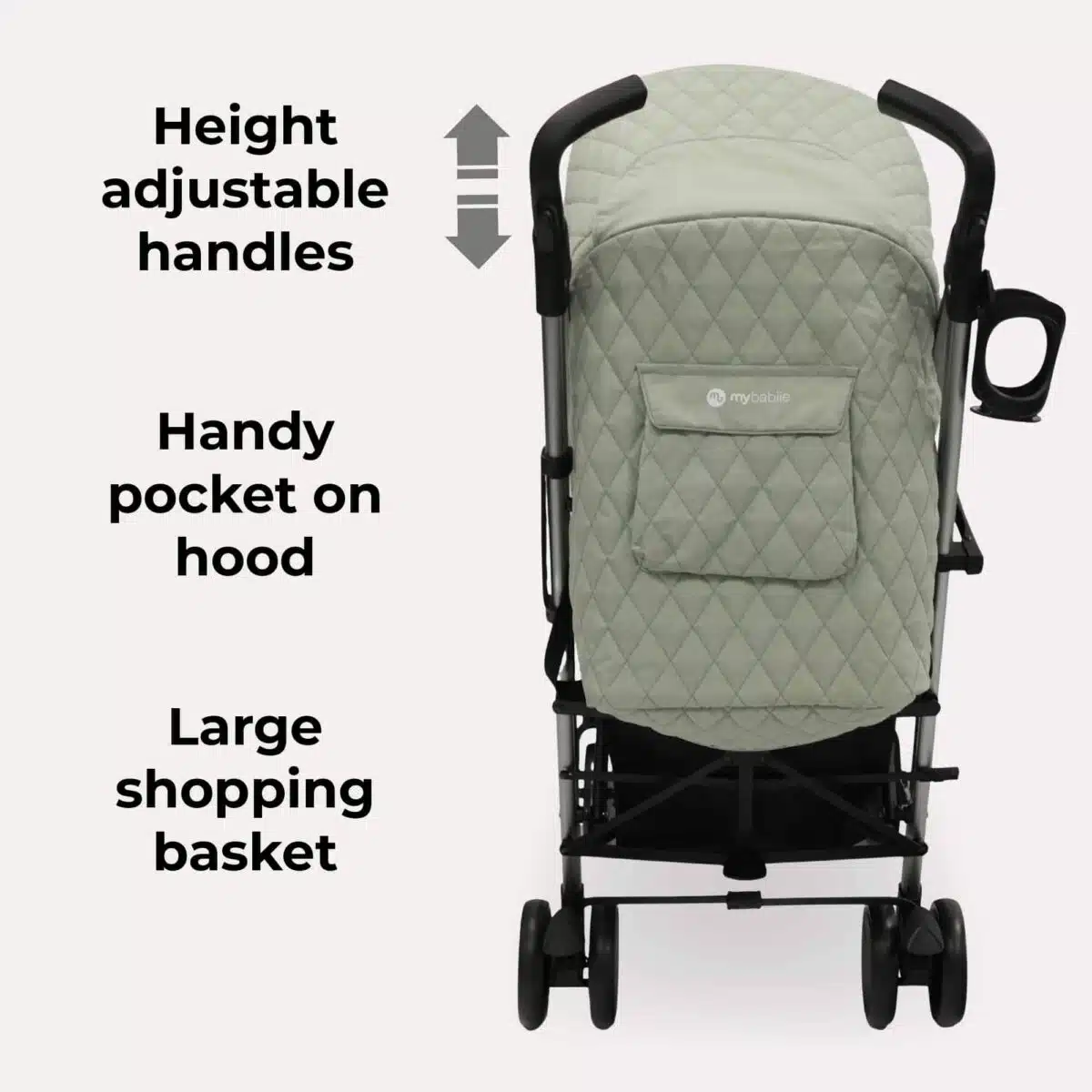My Babiie MB51 Quilted Lightweight Stroller | Billie Faiers Sage - Image 2
