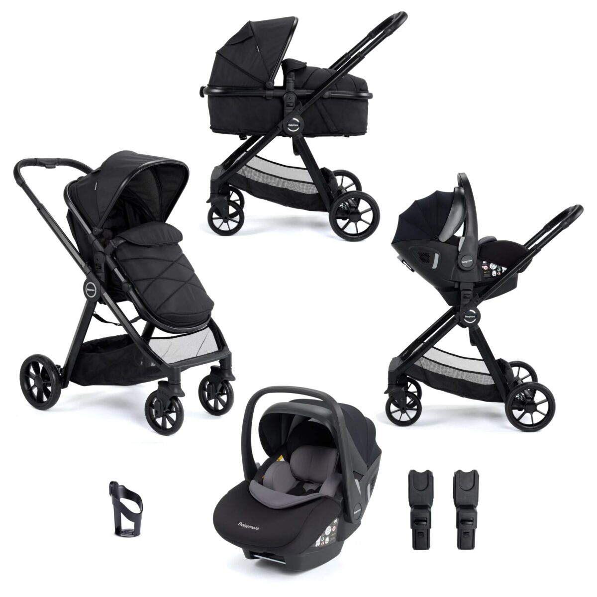 Babymore Mimi Travel System with Pecan i-Size Car Seat Black - 8