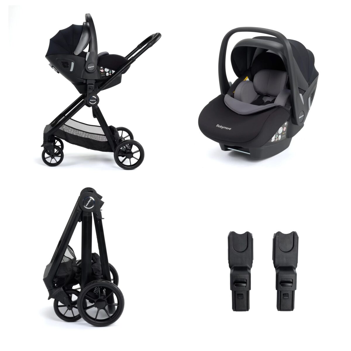 Babymore Mimi Travel System with Pecan i-Size Car Seat Black - 7