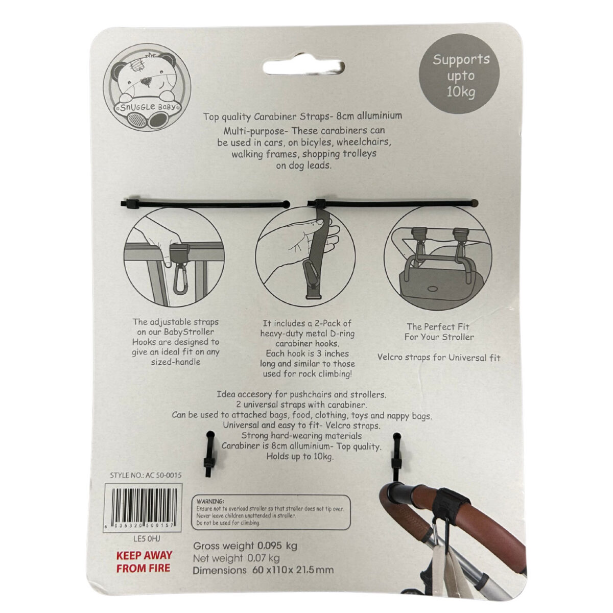 Baby Pushchair Carabiner Straps - 2-Pack - Image 2