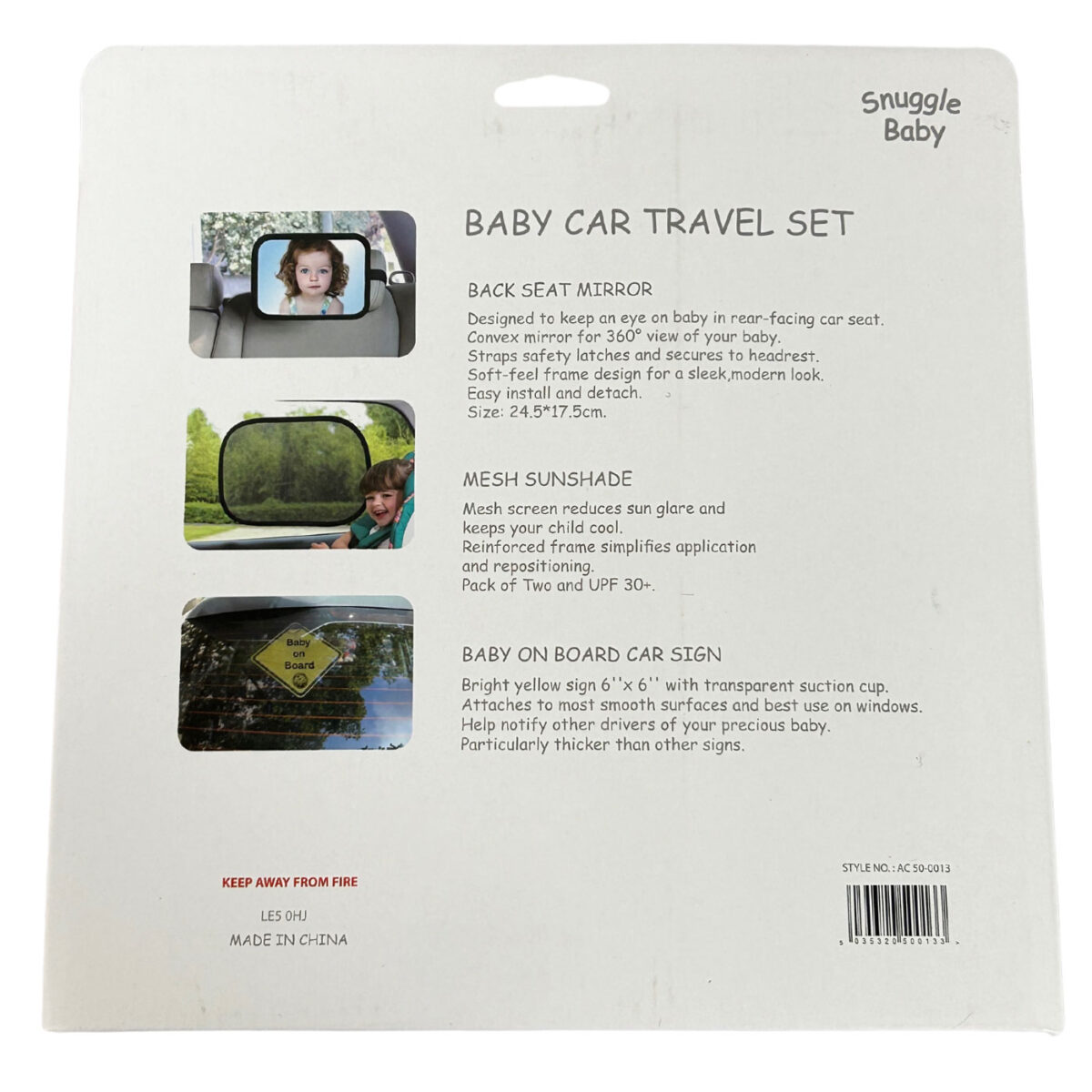 Snuggle Baby Car Essentials Travel Set with Mirror, Sunshades & Baby on Board Sign - Image 9