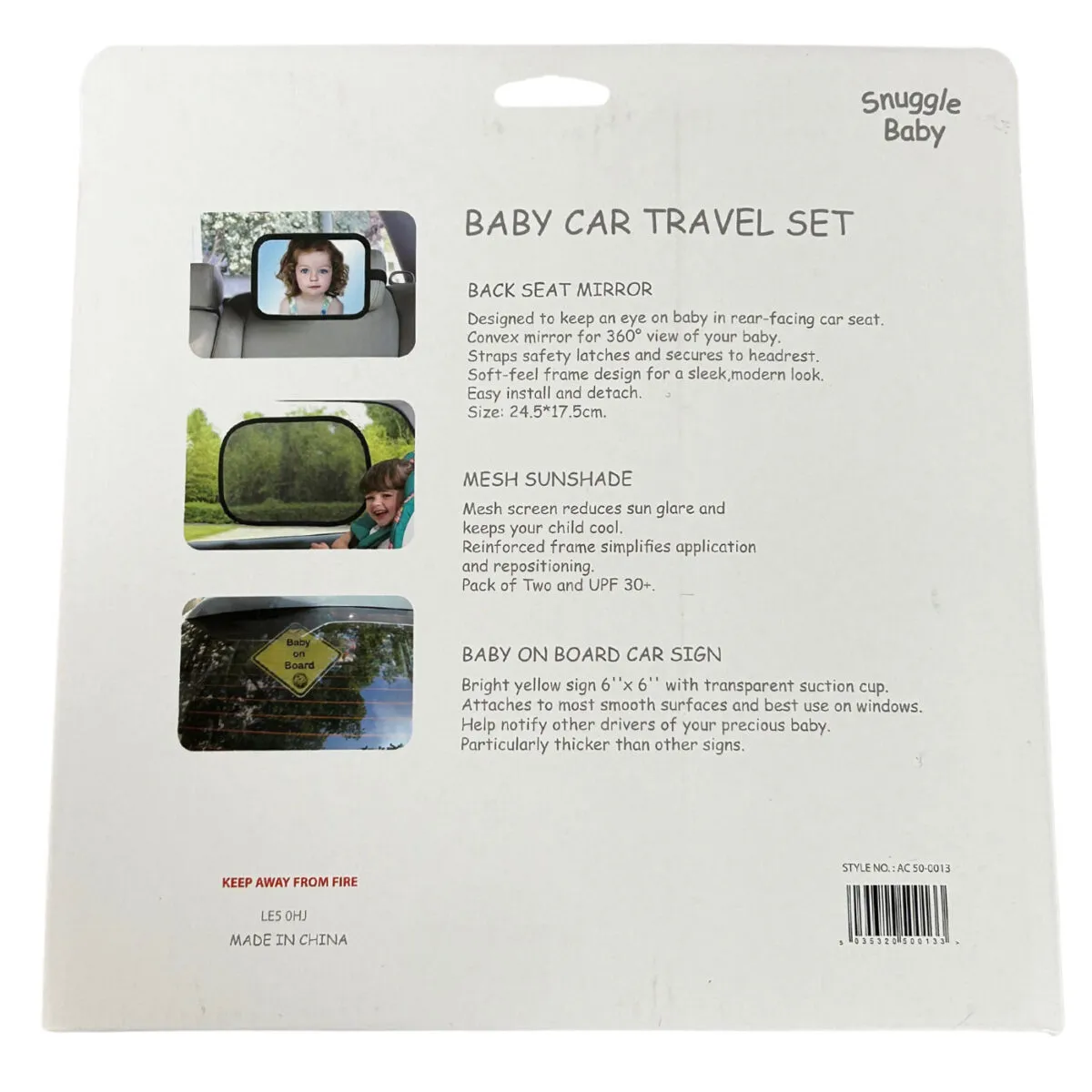 Snuggle Baby Car Essentials Travel Set with Mirror, Sunshades & Baby on Board Sign - Image 9