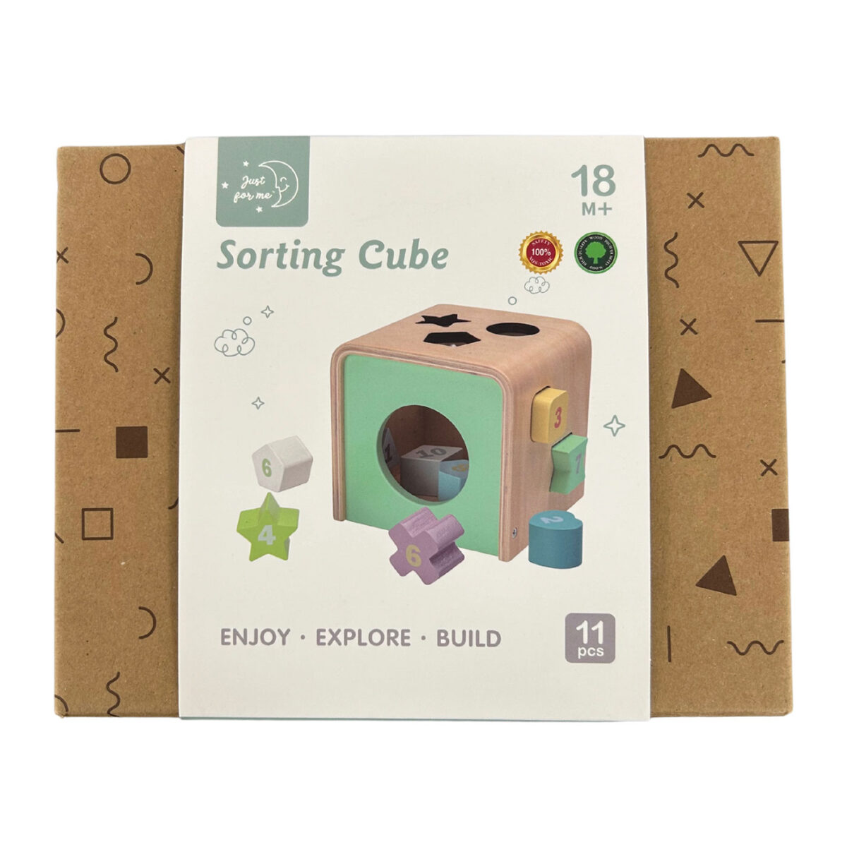 Just For Me - Wooden Shape Sorting Cube (11pcs) - Image 5