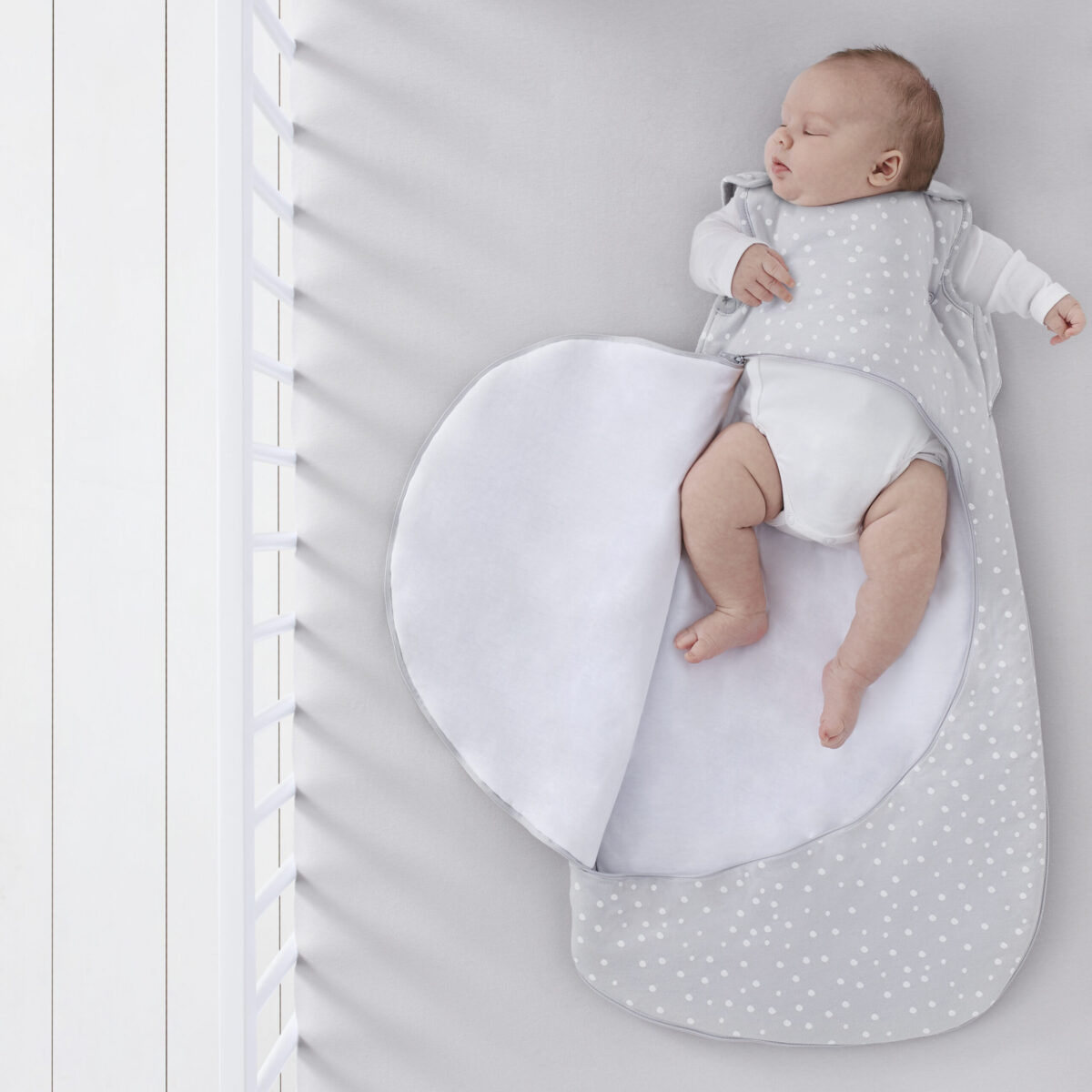 SnuzPouch Baby Sleeping Bag 0-6 Months - 2.5 Tog - White Spot - Image 2