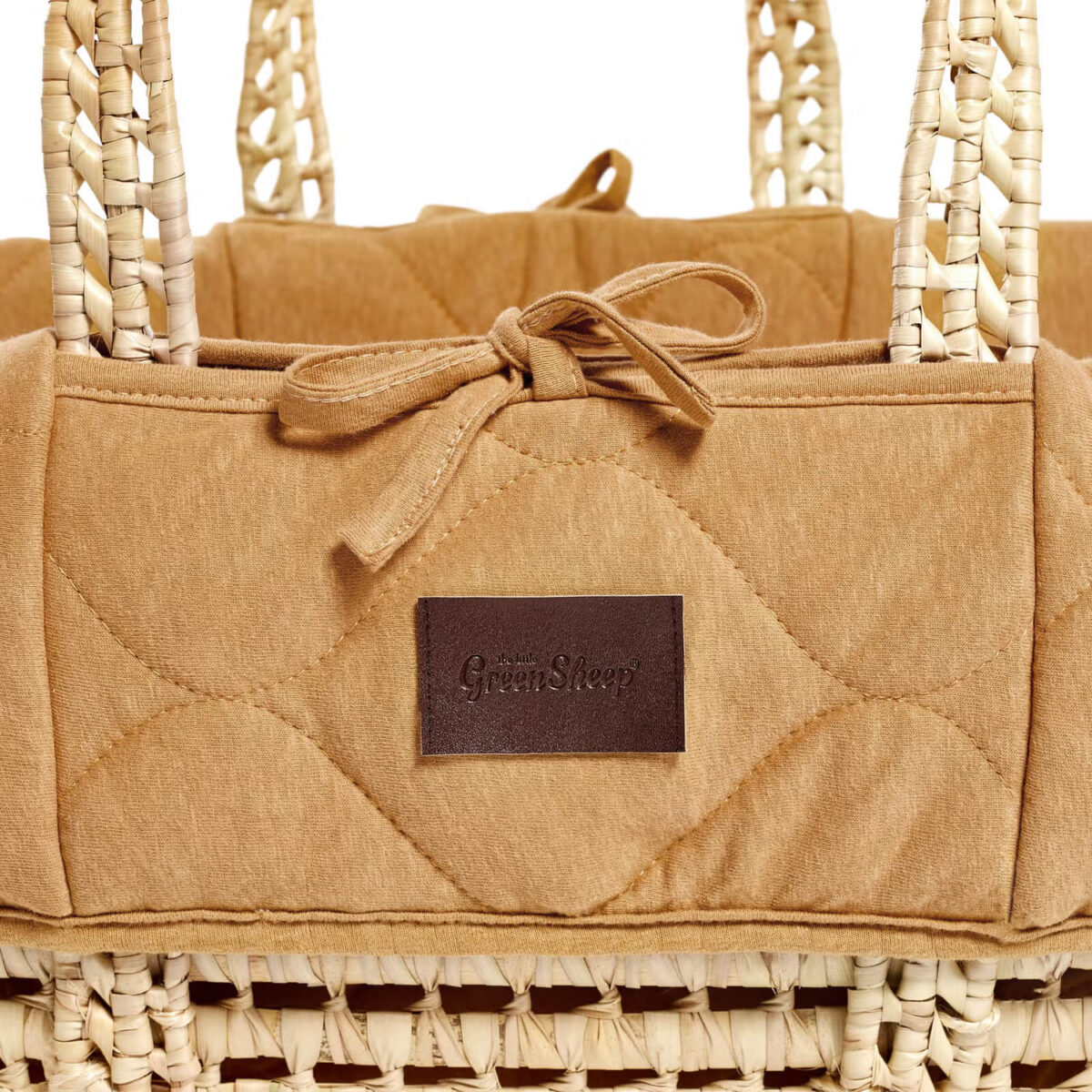 The Little Green Sheep Natural Quilted Moses Basket & Mattress - Honey - Image 3