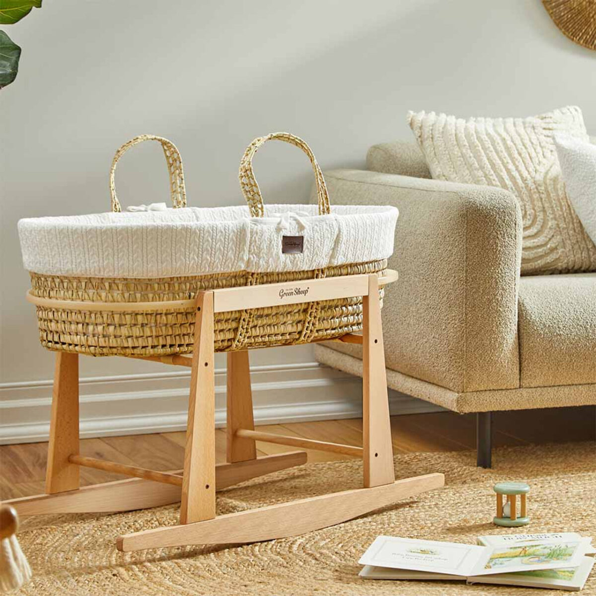 LGS Moses Basket & Rocking Stand Bundle - White - Image 2