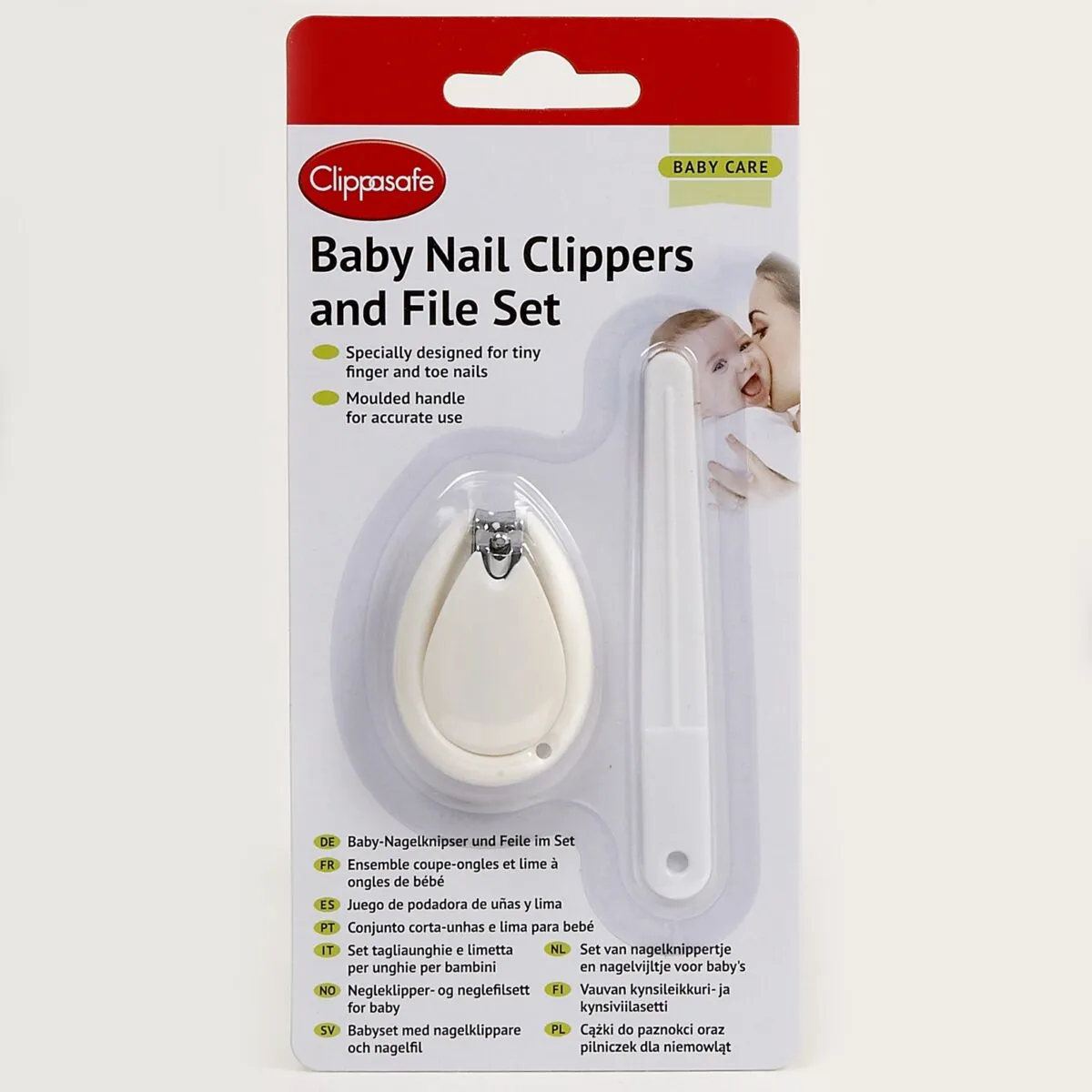 Clippasafe Baby Nail Clippers and File Set - White