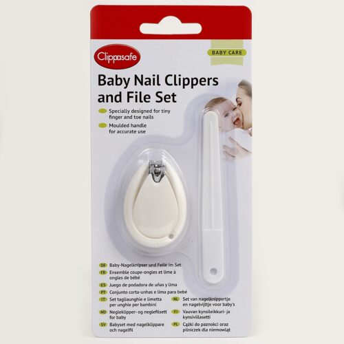 Clippasafe Baby Nail Clippers and File Set - White