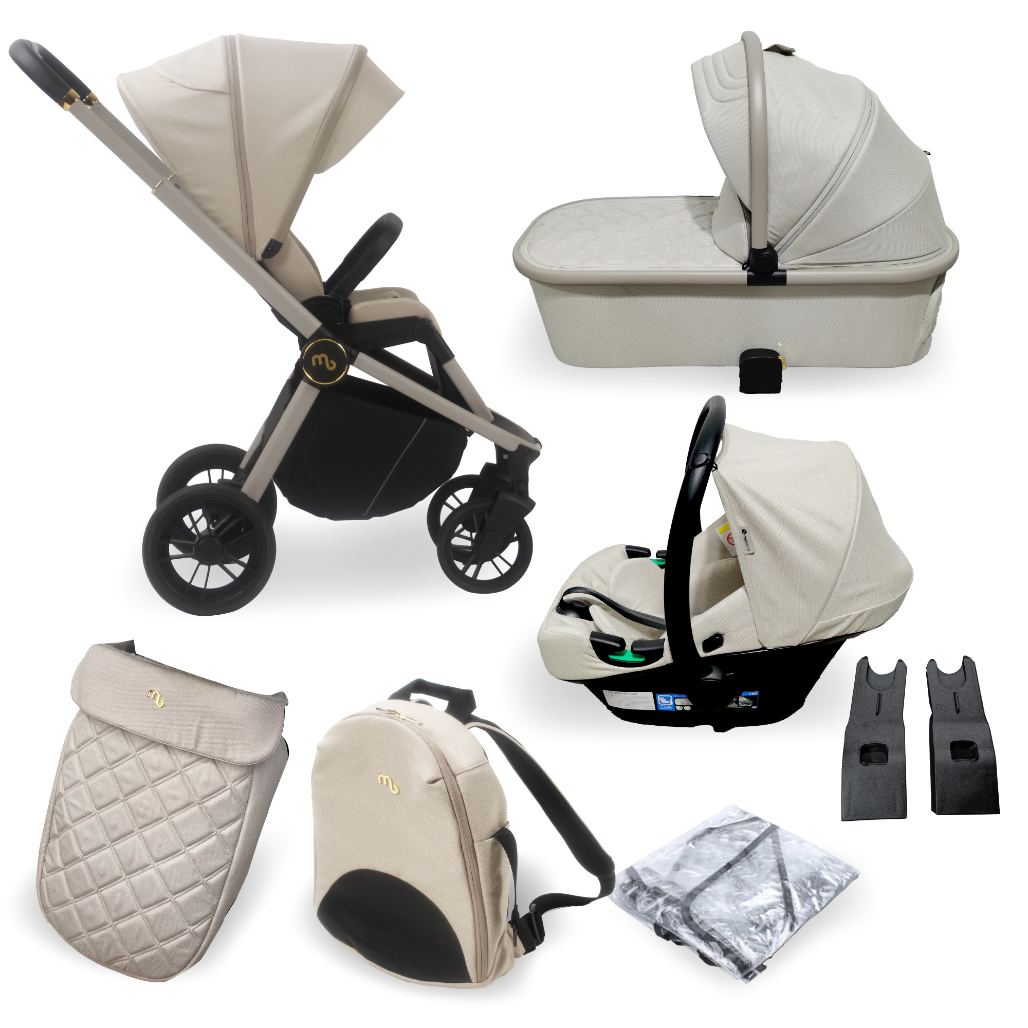 My Babiie MB450i 3 in 1 Travel System with i-Size Car Seat - Ivory from Olivers Baby Care