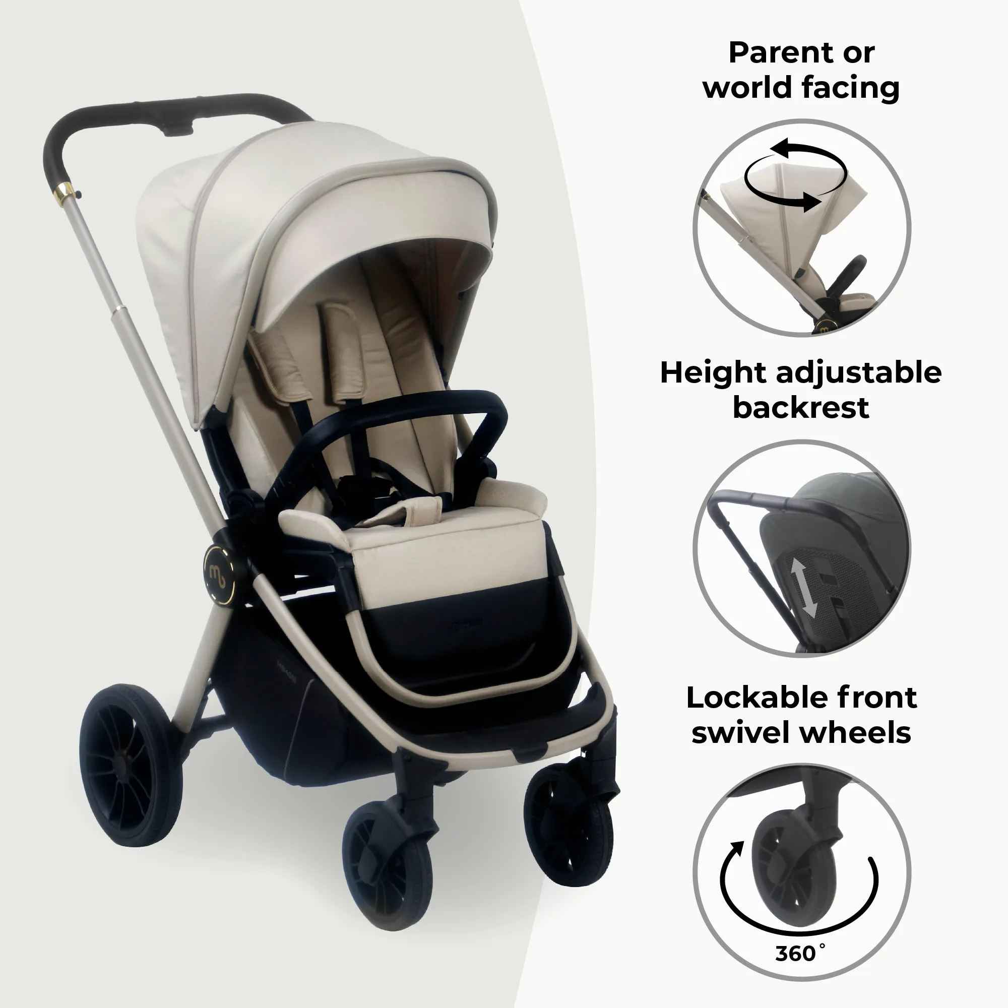 My Babiie MB450i Travel System with i Size Car Seat Ivory