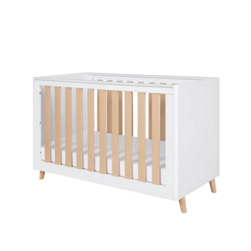 Tutti Bambini Fika Mini Cot Bed - White/Light Oak | 120 x 60cm