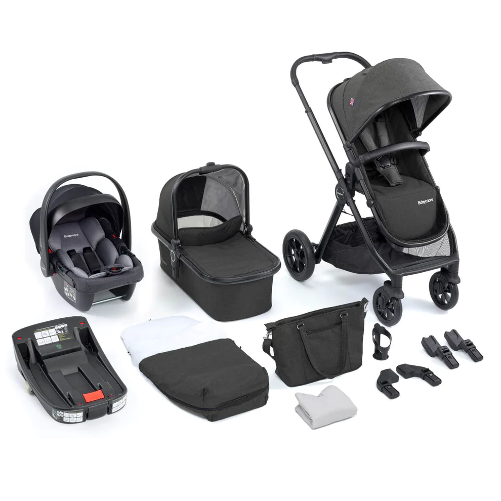 Babymore MeMore V2 Pram Travel System 13 Piece Coco i-Size Black at Olivers Baby Care