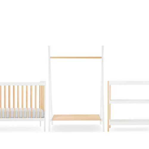 CuddleCo Nola 3 Piece Nursery Furniture Room Set with Cot Bed, Changer & Clothes Rail