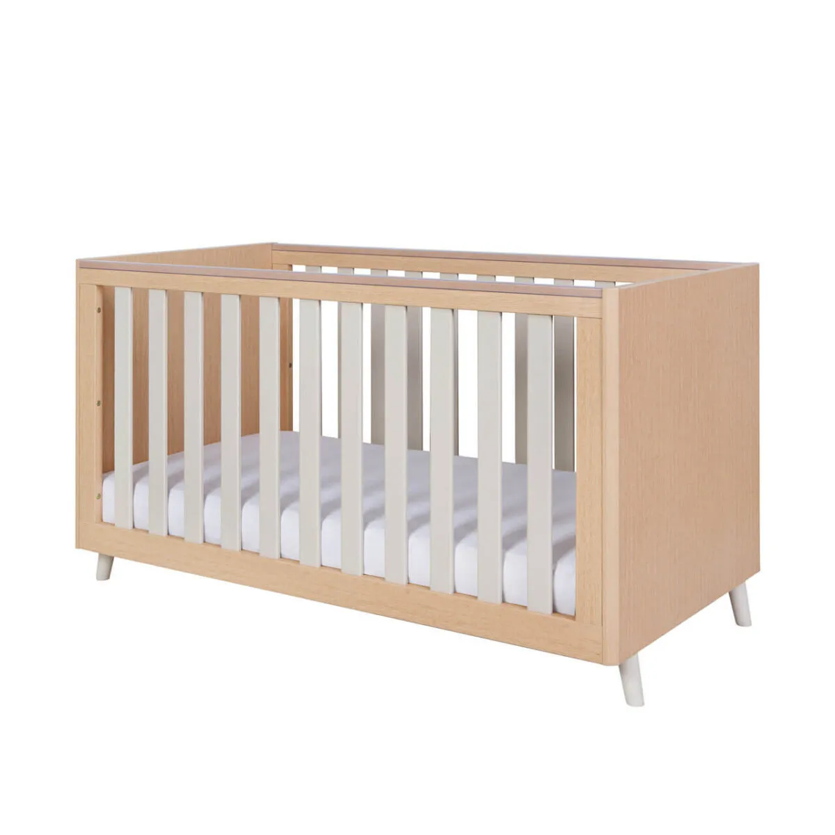 Tutti Bambini Fika Cot Bed 140cm x 70cm - Light Oak/White Sand