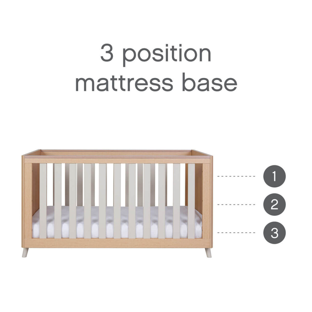 Tutti Bambini Fika Cot Bed 140cm x 70cm - Light Oak/White Sand - Image 4