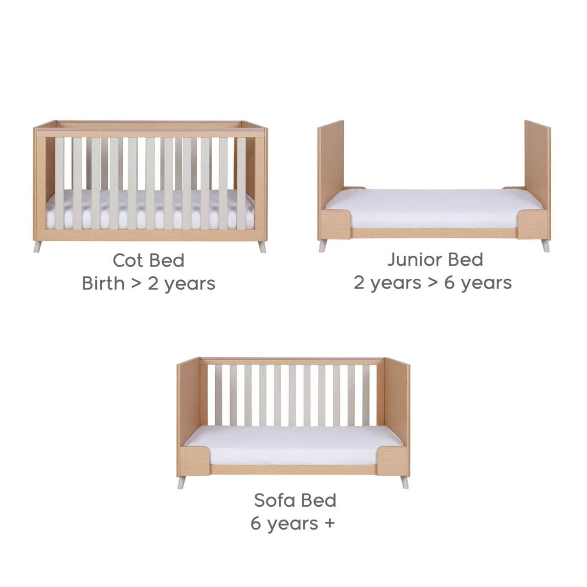Tutti Bambini Fika Cot Bed 140cm x 70cm - Light Oak/White Sand - Image 5