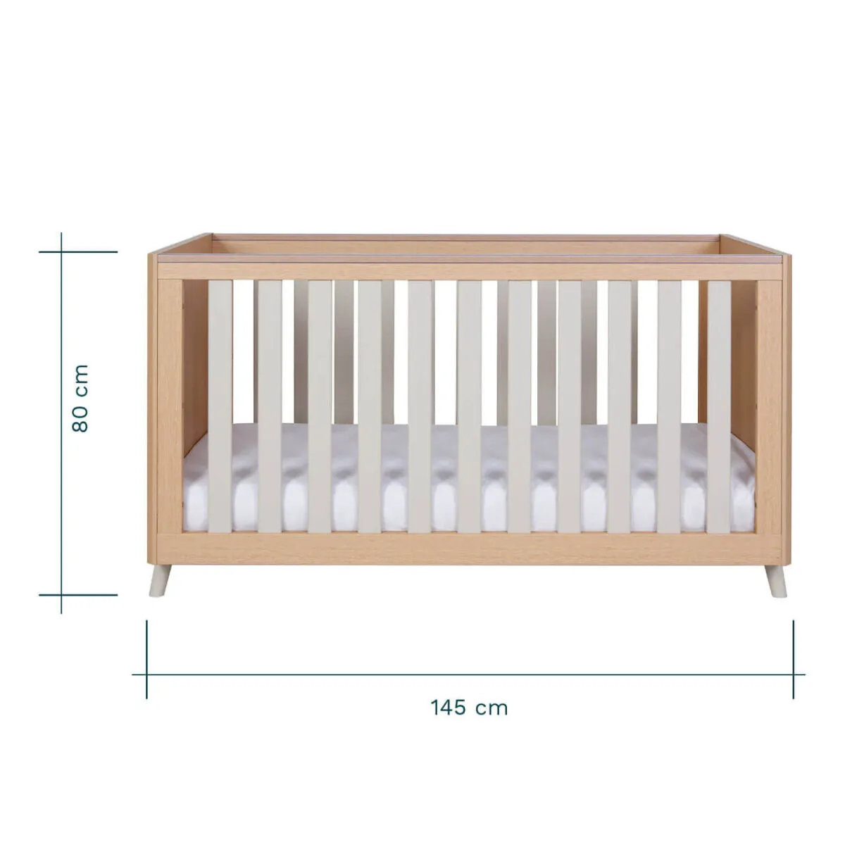 Tutti Bambini Fika Cot Bed 140cm x 70cm - Light Oak/White Sand - Image 3
