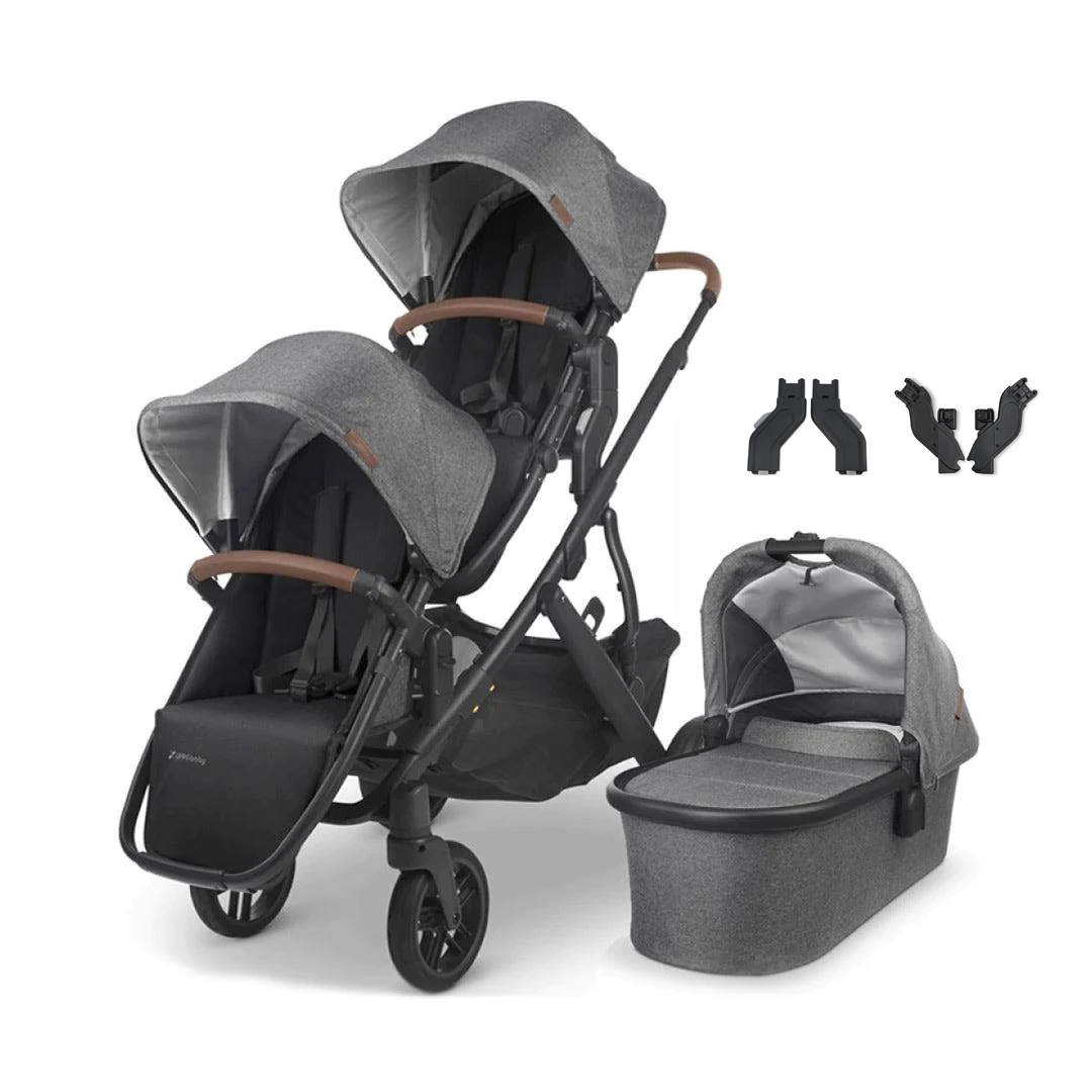Uppababy Vista Double Stroller and Carry Cot Bundle Greyson from Olivers Baby Care