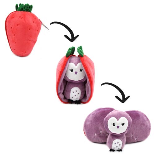 FliPetz Sorbet the Owl Plush Strawberry Zip Up Soft Toy
