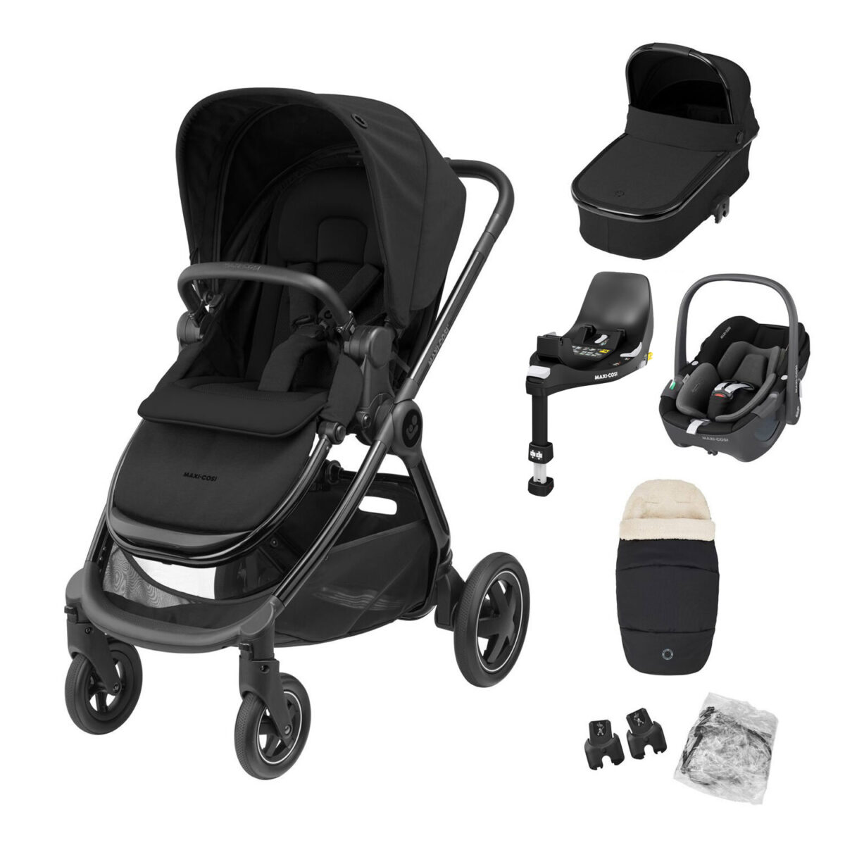 Maxi Cosi Adorra Luxe Travel System with Pebble 360 PRO & 360 FamilyFix PRO Base - Twillic Black