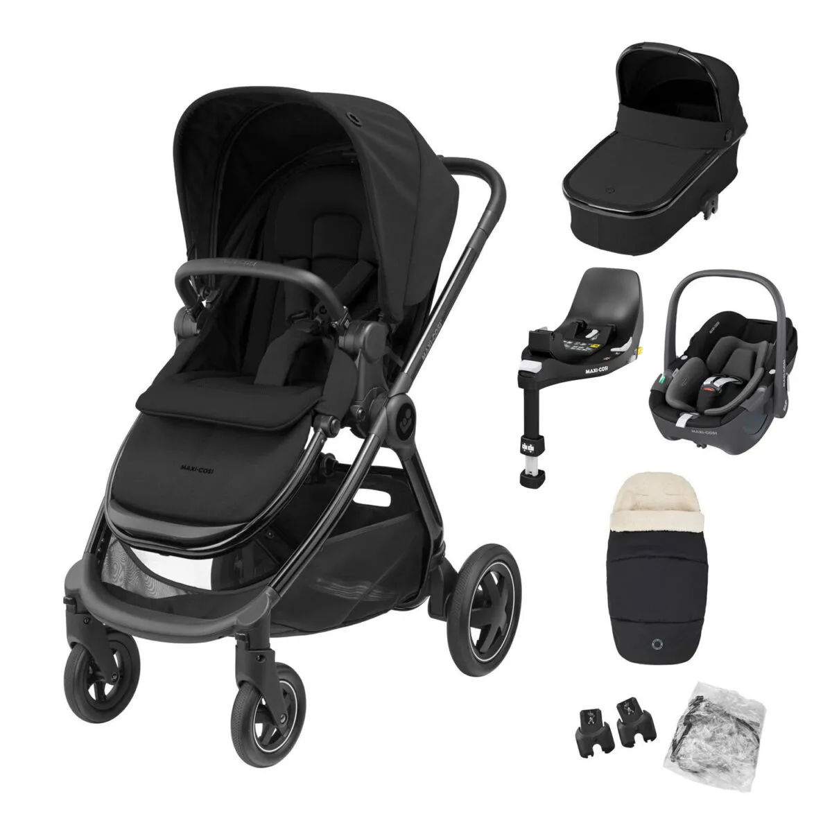 Maxi Cosi Adorra Luxe Travel System with Pebble 360 PRO & 360 FamilyFix PRO Base - Twillic Black