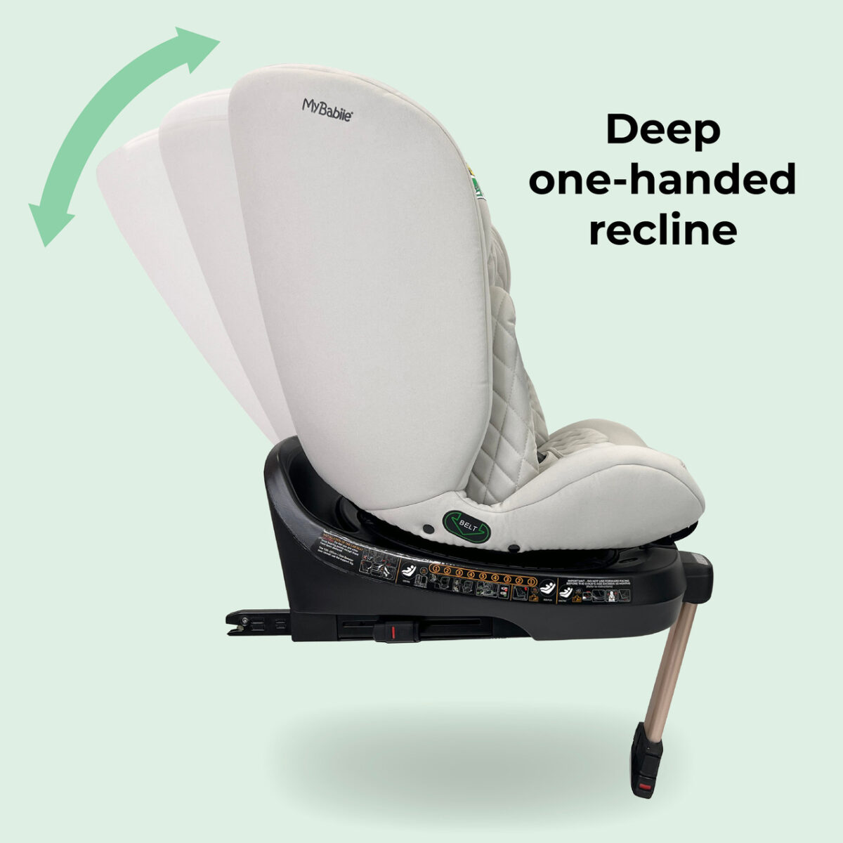 My Babiie MBCSSPIN i-Size (40-150cm) Spin Car Seat - Stone - Image 5