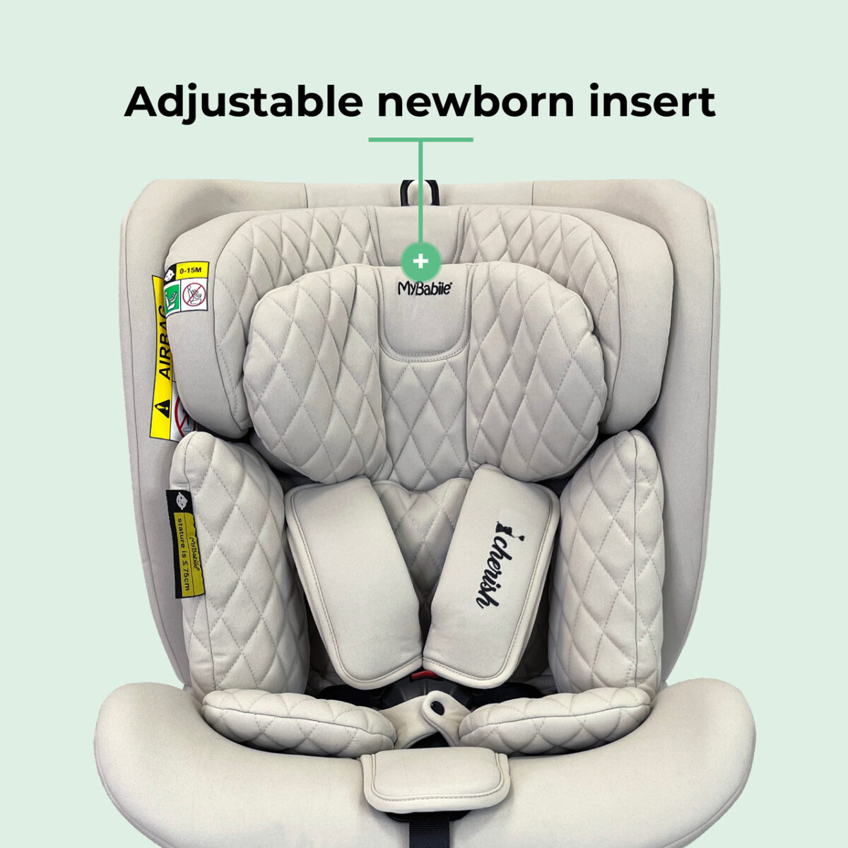 My Babiie MBCSSPIN i-Size (40-150cm) Spin Car Seat - Stone - Image 8