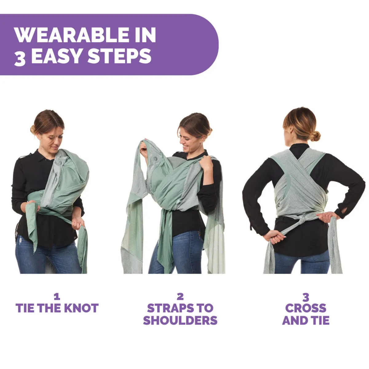 Chicco Boppy ComfyHug Baby Carrier - Silver/Green - Image 4