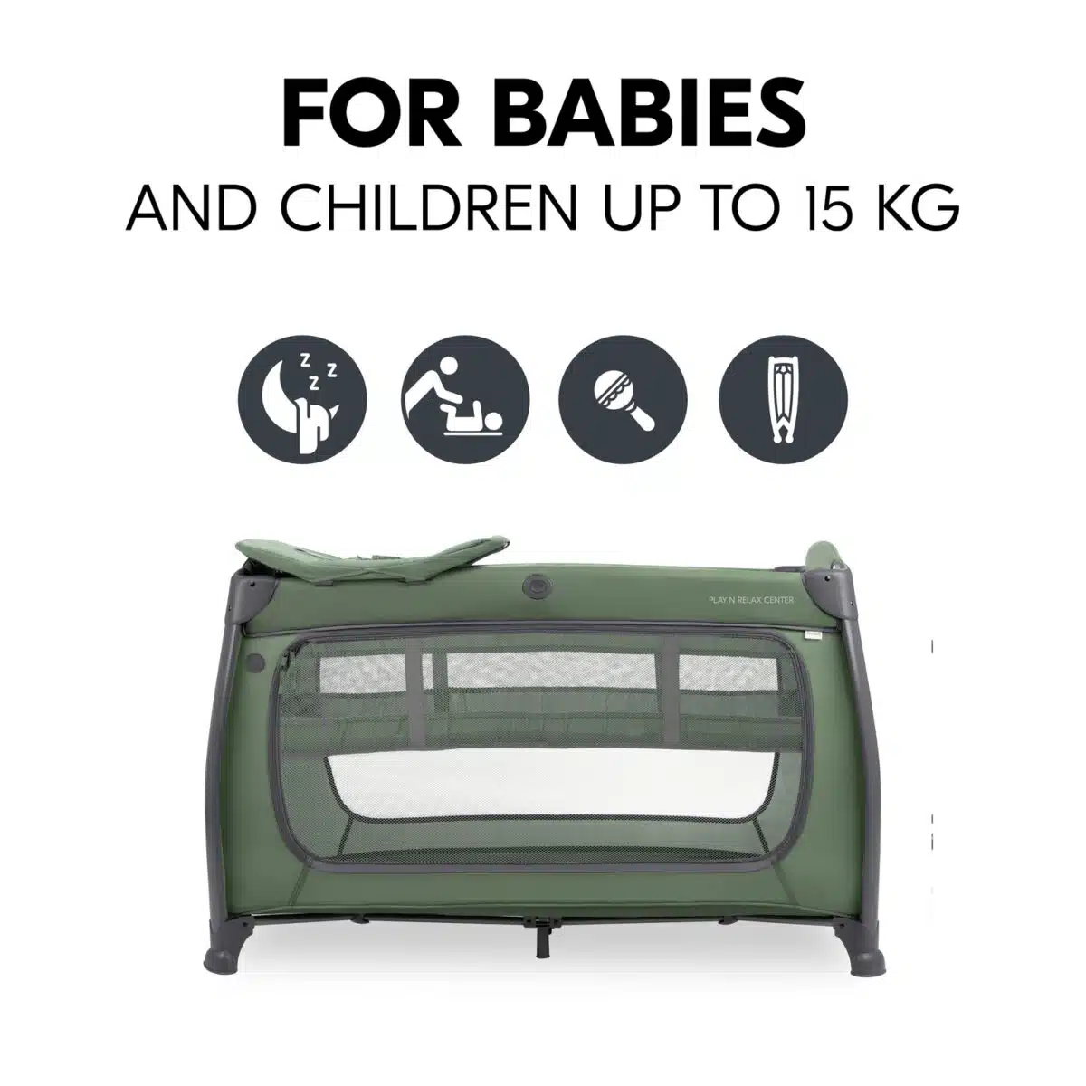 Hauck Play N Relax Centre Travel Cot - Olive Green - Image 7
