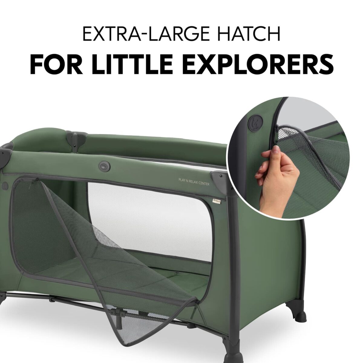 Hauck Play N Relax Centre Travel Cot - Olive Green - Image 2