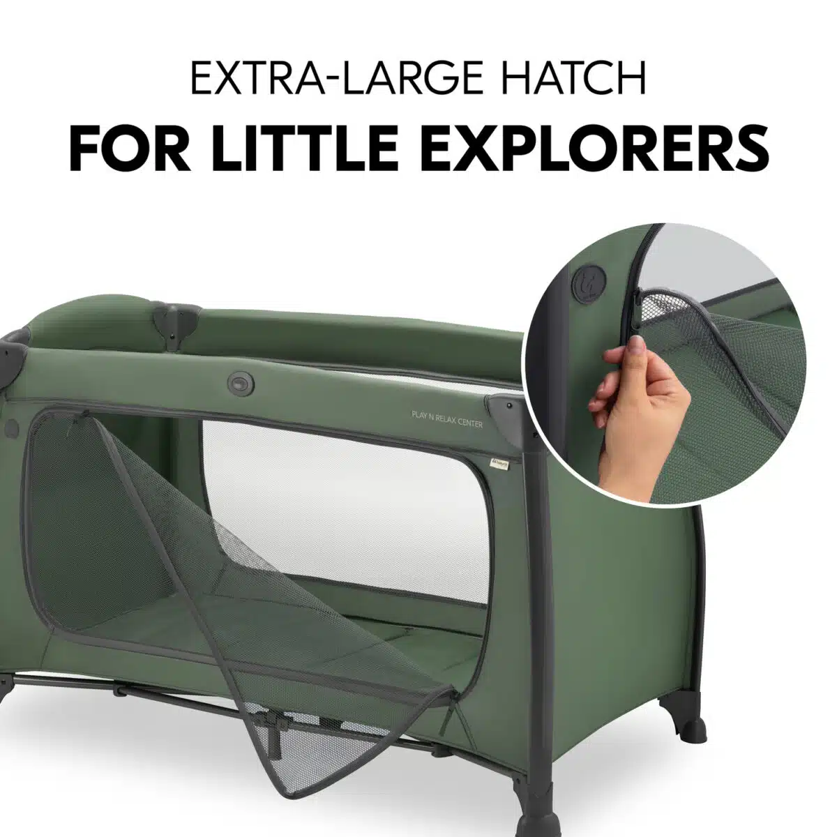 Hauck Play N Relax Centre Travel Cot - Olive Green - Image 2