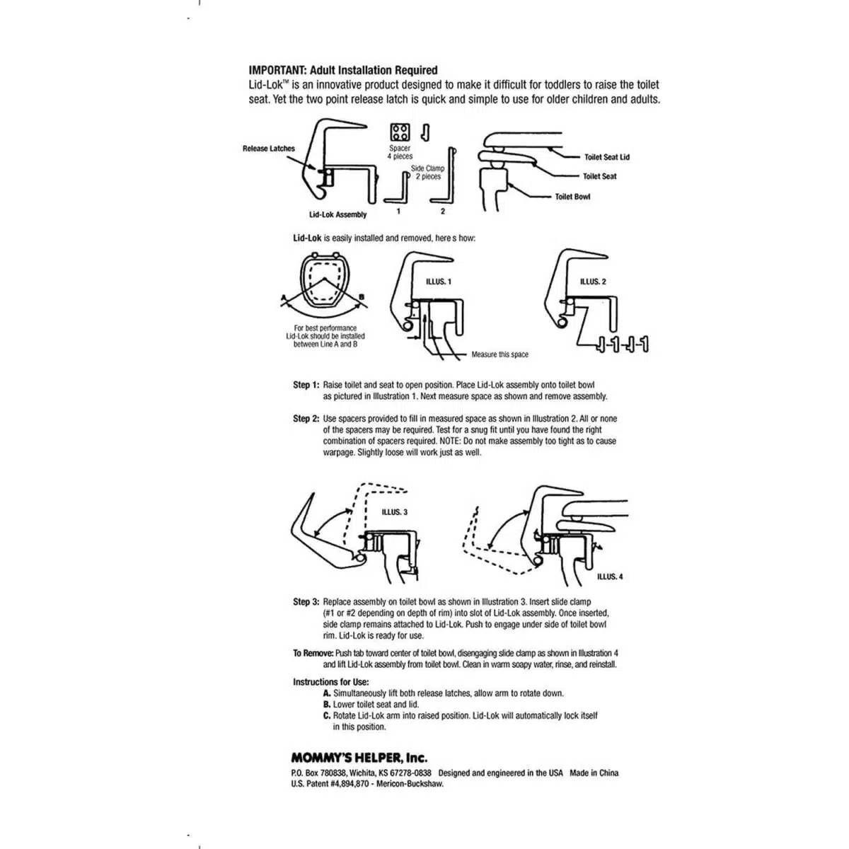 Mommy's Helper Toilet Seat Lid-Lock | Easy to Install | Single Handed Operation - Image 2