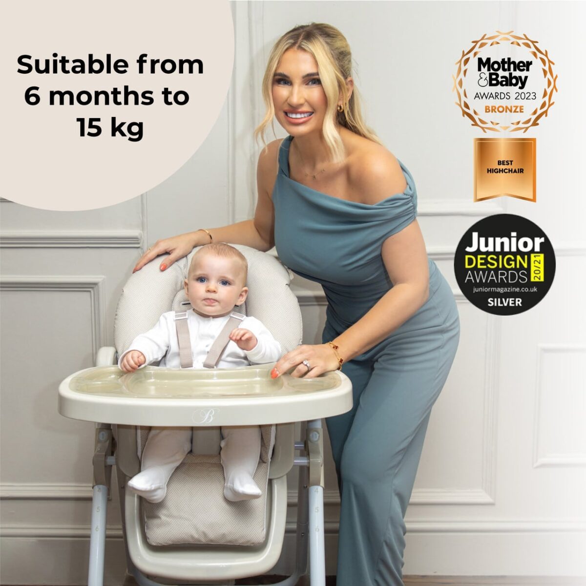 My Babiie MBHC8 Billie Faiers Premium Highchair  - Oatmeal Herringbone - Image 15