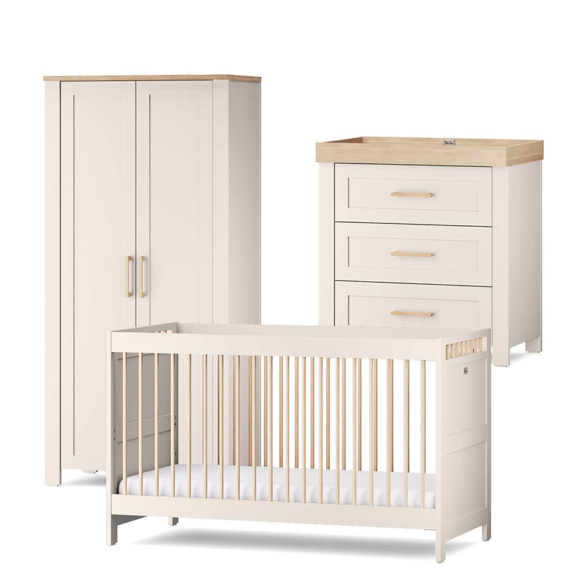 Silver Cross seville 3 piece nursery furniture set with cotbed, dresser & wardrobe