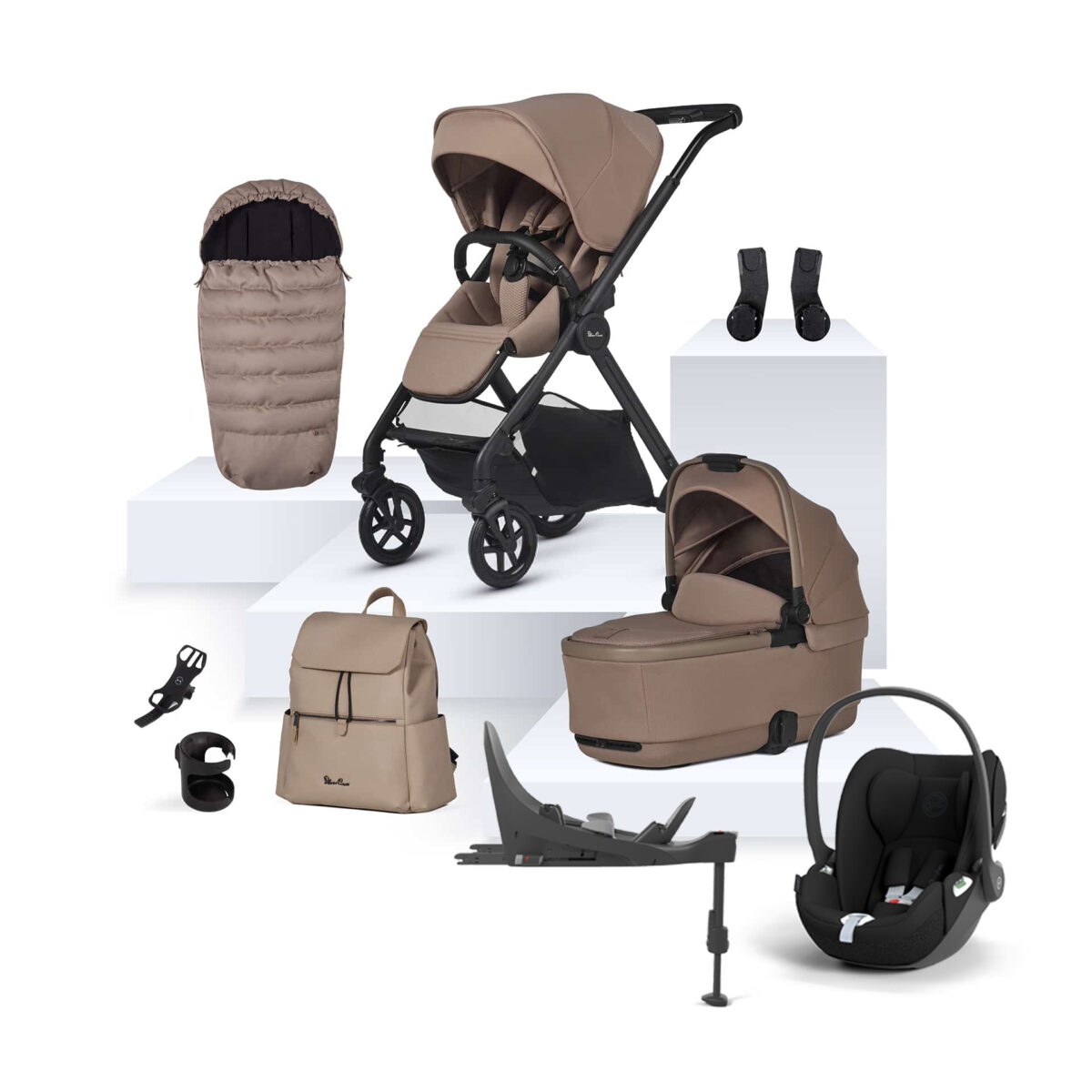 Silver Cross Reef 2 Ultimate Travel System Bundle with Cybex Cloud T Car Seat and ISOFIX Base