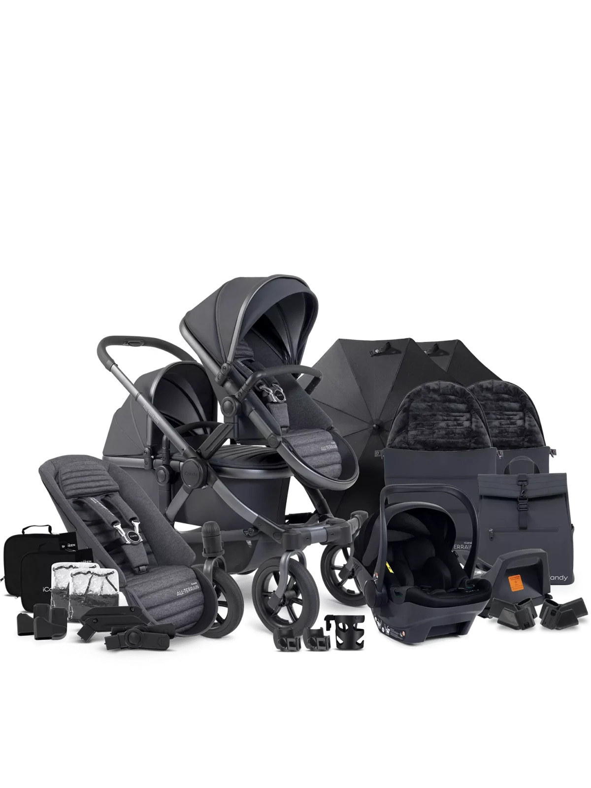 iCandy Peach 7 All-Terrain Storm Double - Complete Car Seat Bundle