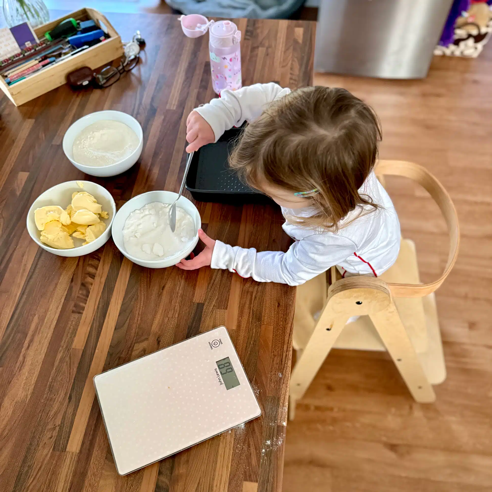 MamaToyz Folding Learning Tower Natural Beech Wood Montessori Step Stool - Natural - Image 8