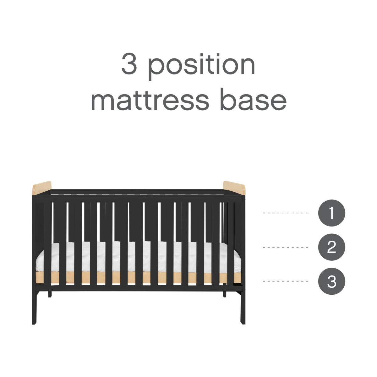 Tutti Bambini 3 Piece Rio Nursery Furniture Room Set with Cot Bed, Changing Unit & Wardrobe - Slate/Honey Oak - Image 4