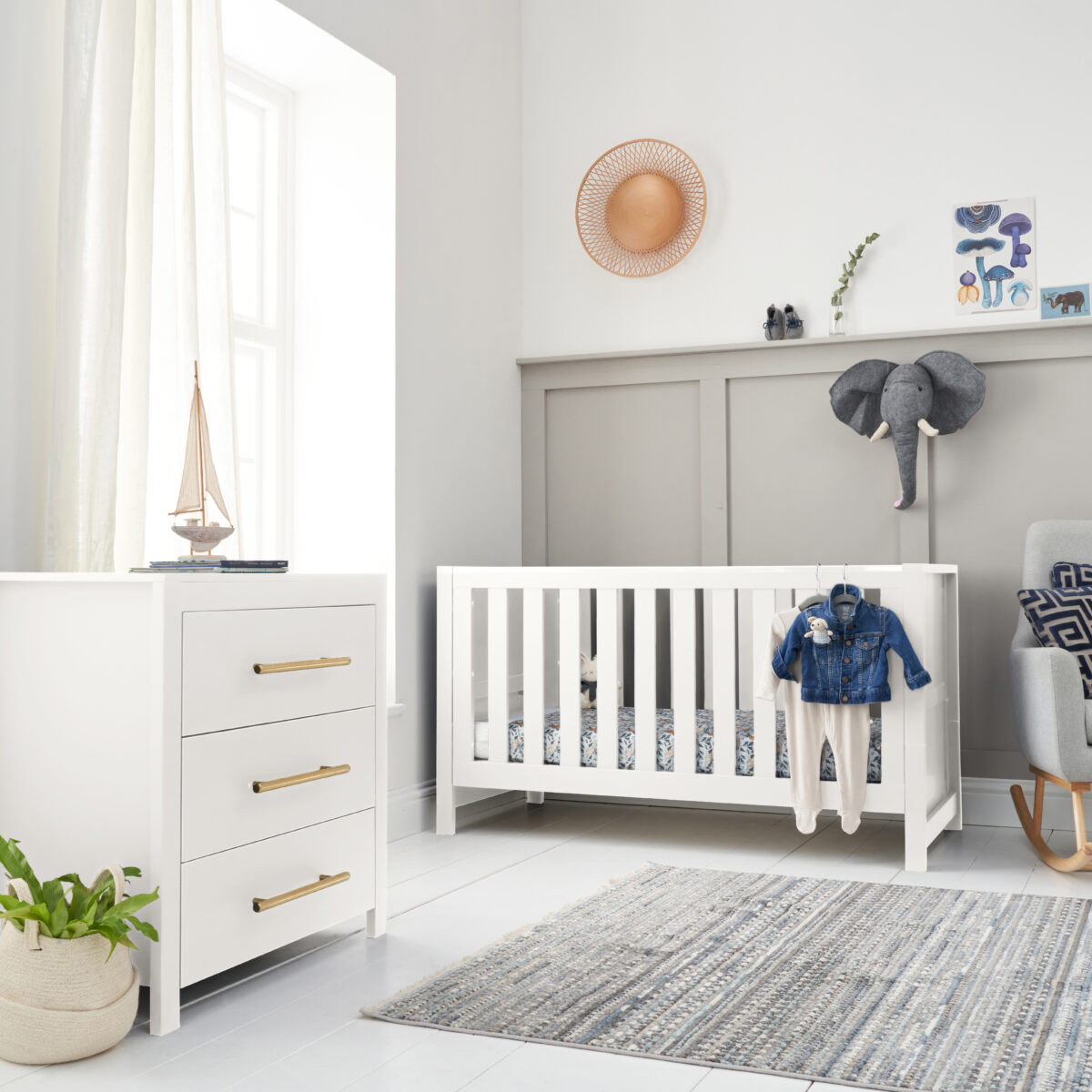 Tutti Bambini Tivoli 2 Piece Nursery Furniture Set Includes Cot Bed and Changing Unit - White - Image 2