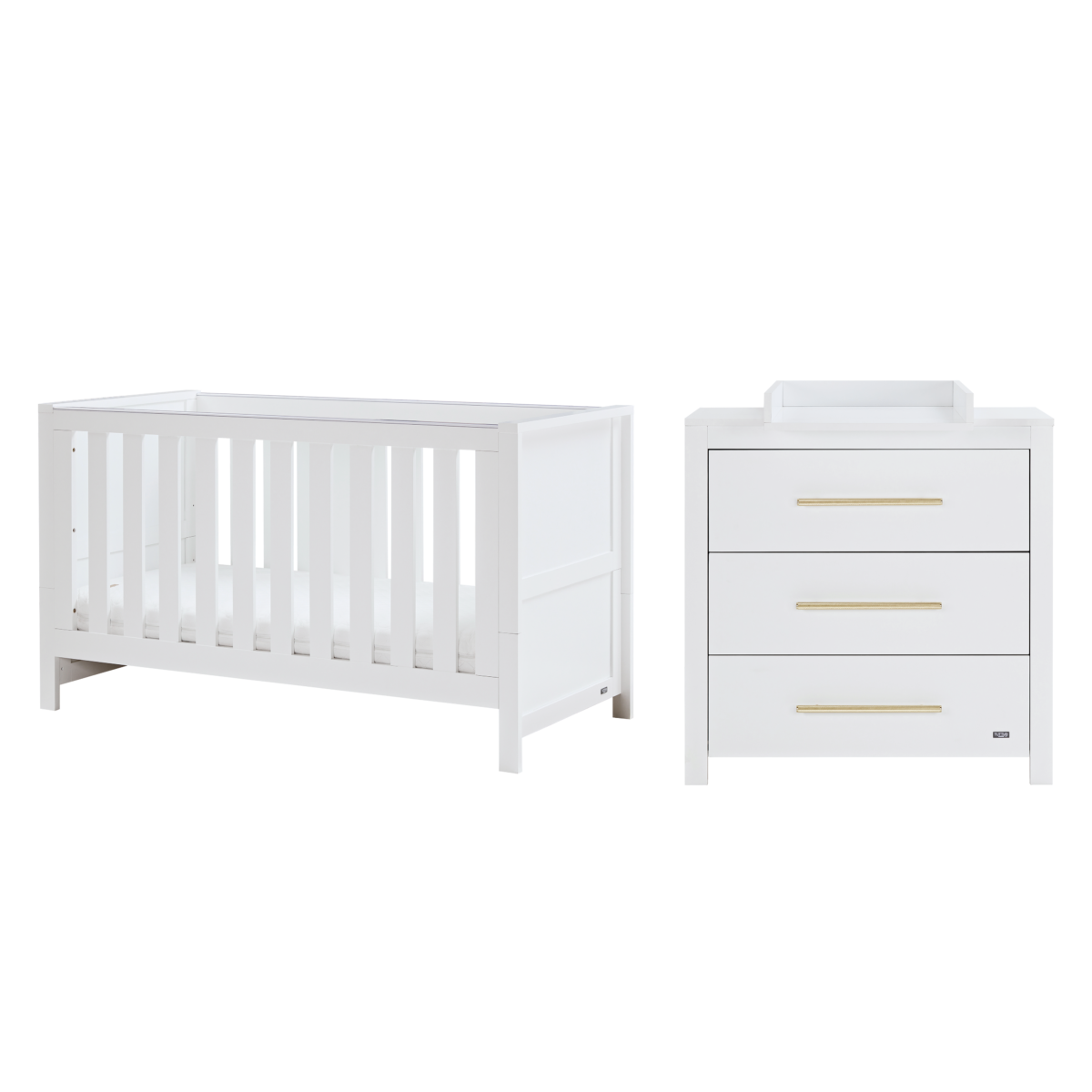 Tutti Bambini Tivoli 2 Piece Nursery Furniture Set Includes Cot Bed and Changing Unit - White - Image 3