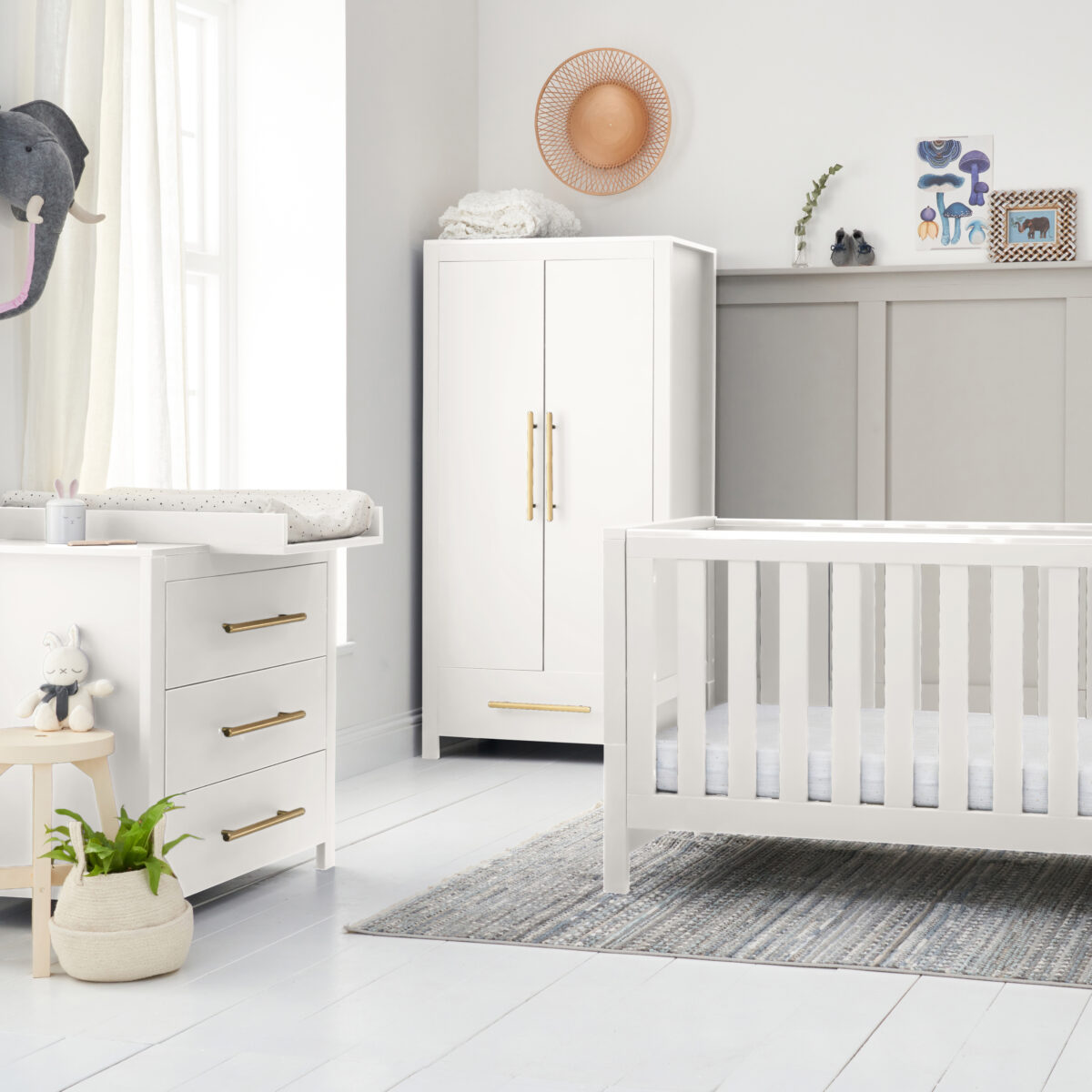 Tutti Bambini Tivoli 3 Piece Nursery Furniture Set Includes Cot Bed and Changing Unit - White - Image 3