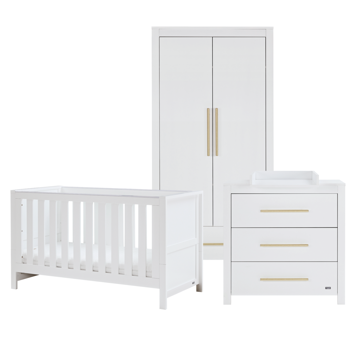 Tutti Bambini Tivoli 3 Piece Nursery Furniture Set Includes Cot Bed and Changing Unit - White - Image 2