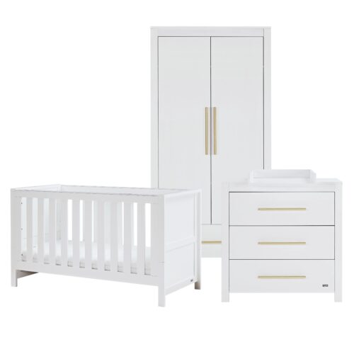 Tutti Bambini Tivoli 3 Piece Nursery Furniture Set Includes Cot Bed and Changing Unit - White