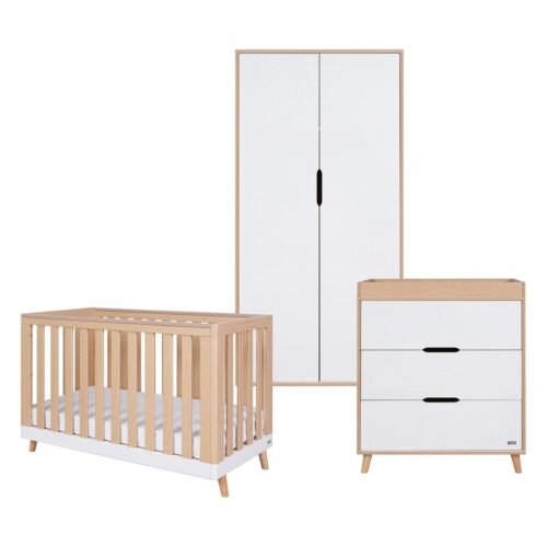 Tutti Bambini Hygge Mini 3 Piece Nursery Furniture Set - White/Light Oak