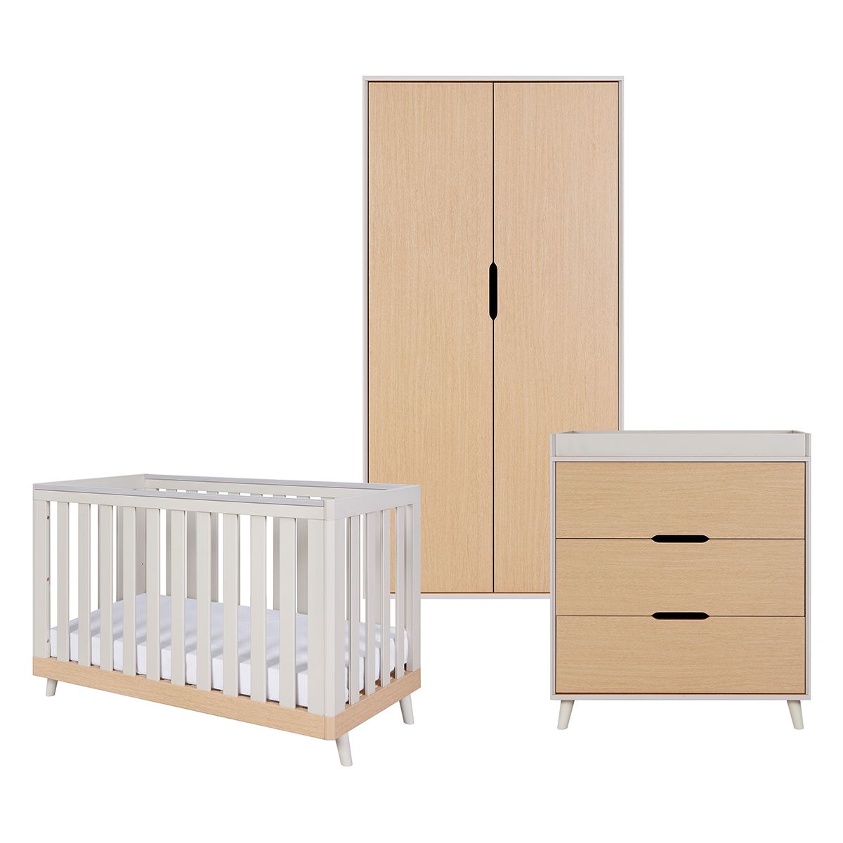 Tutti Bambini Hygge Mini 2 Piece Nursery Furniture Set - Light Oak/White Sand