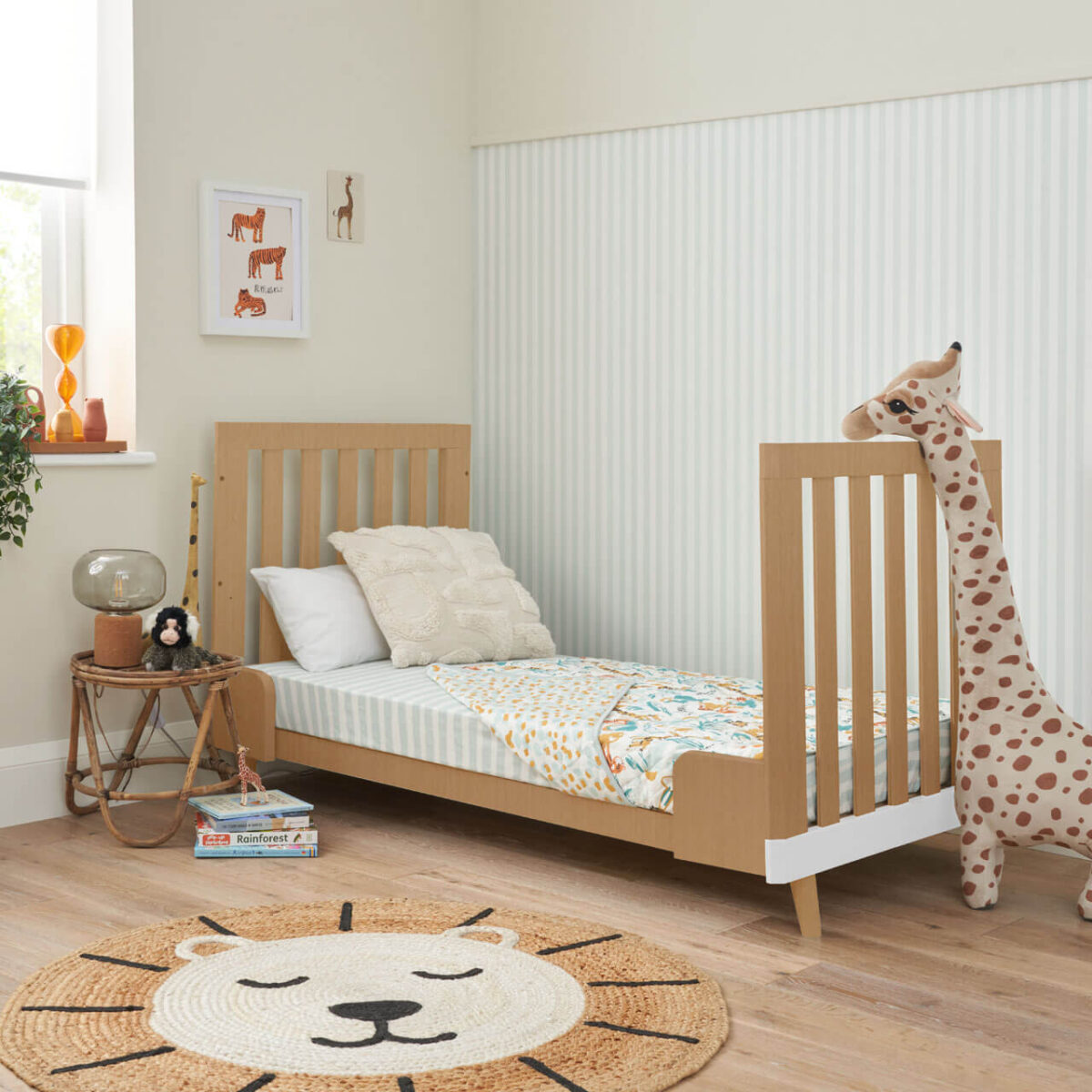 Tutti Bambini Hygge 2 Piece Nursery Furniture Set with Cot Bed & Chest Changer - White/Light Oak - Image 4